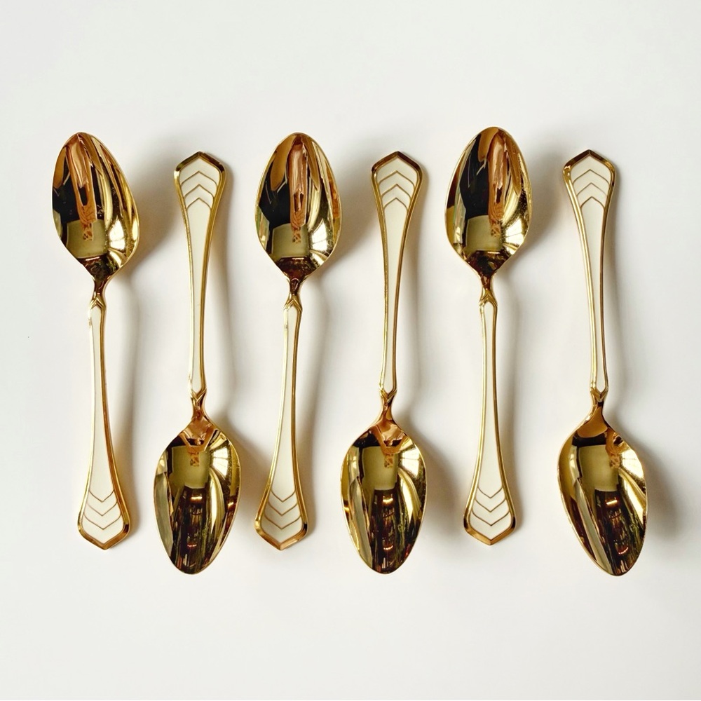 VTG Wirths Bestecke Kaskade Gold Plated Pastry Tea Coffee Teaspoons Holidays - Picture 4 of 7